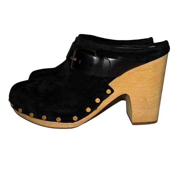 Brand New Veronica Beard Dacey Black Suede Clog Mules Size 9 - Picture 4 of 13